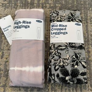 Old Navy Pink Tie-Dye and Black Floral Leggings